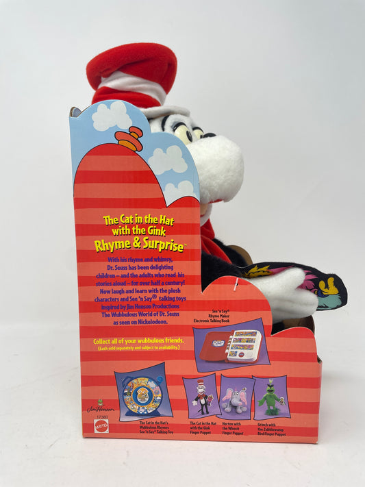 CAT IN THE HAT WITH THE GINK PLUSH - RHYME AND SURPRISE - THE WUBBULOUS WORLD OF DOCTOR SEUSS - #17380 - MATTEL 1997