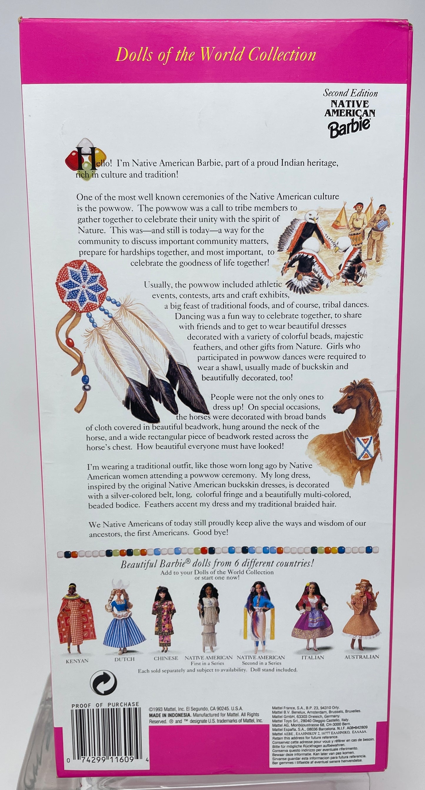 NATIVE AMERICAN BARBIE - SECOND EDITION - DOLLS OF THE WORLD COLLECTION - SPECIAL EDITION #11609 MATTEL 1993