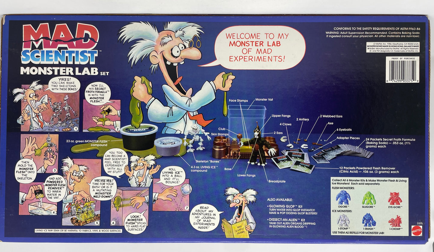 MAD SCIENTIST  - MONSTER LAB SET- #3375 - MATTEL 1987