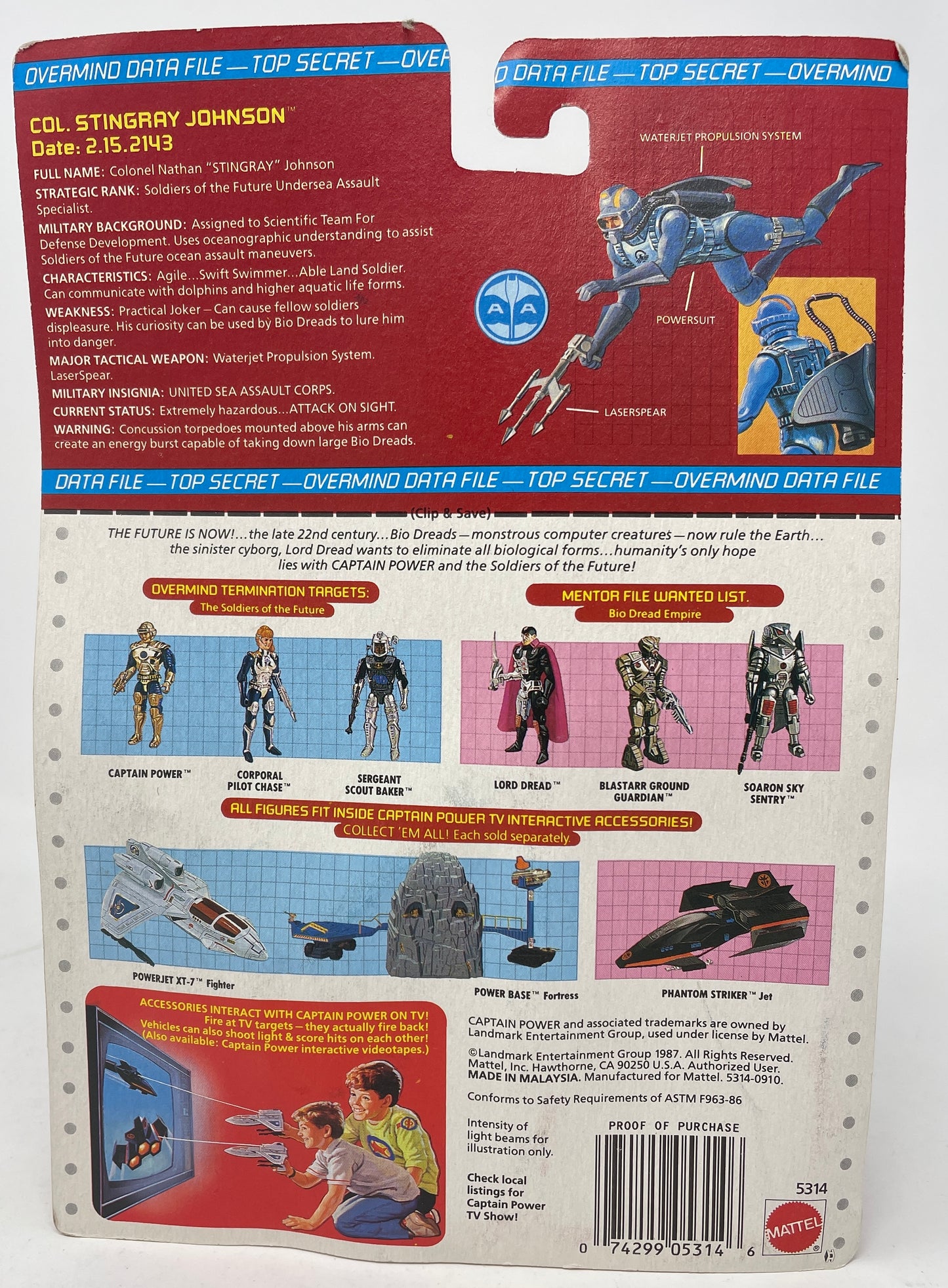 COL. STINGRAY JOHNSON - CAPTAIN POWER - #3908 - MATTEL 1987