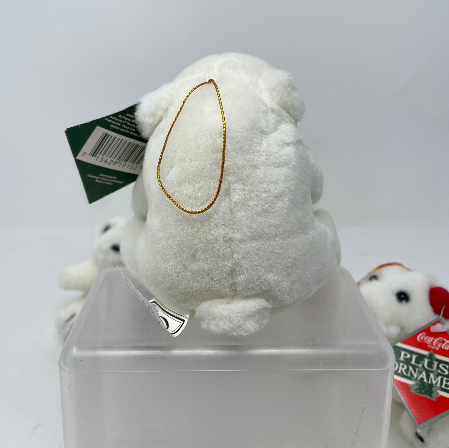 SET OF 4 COCA-COLA PLUSH BEARS CHRISTMAS ORNAMENTS - 1996