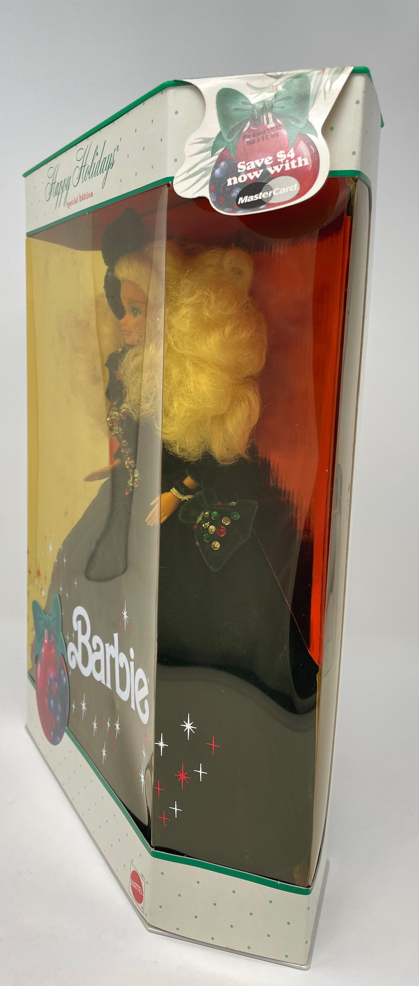 1991 HAPPY HOLIDAYS BARBIE - #1871 - MATTEL - *PLUS BONUS 1993 HALLMARK HOLIDAY ORNAMENT