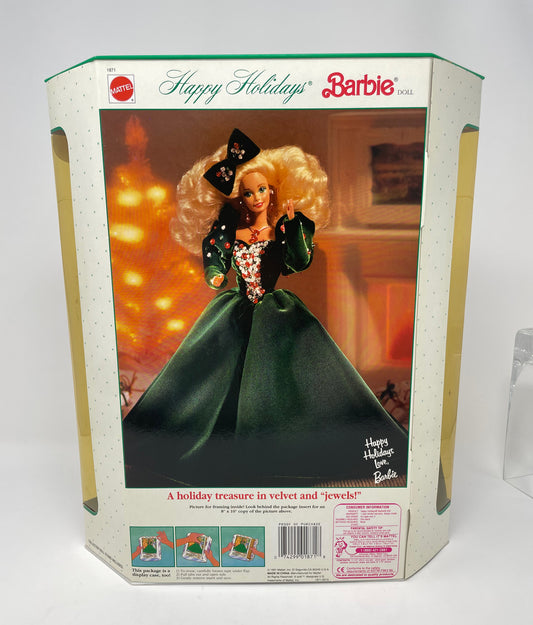 1991 HAPPY HOLIDAYS BARBIE - #1871 - MATTEL - *PLUS BONUS 1993 HALLMARK HOLIDAY ORNAMENT