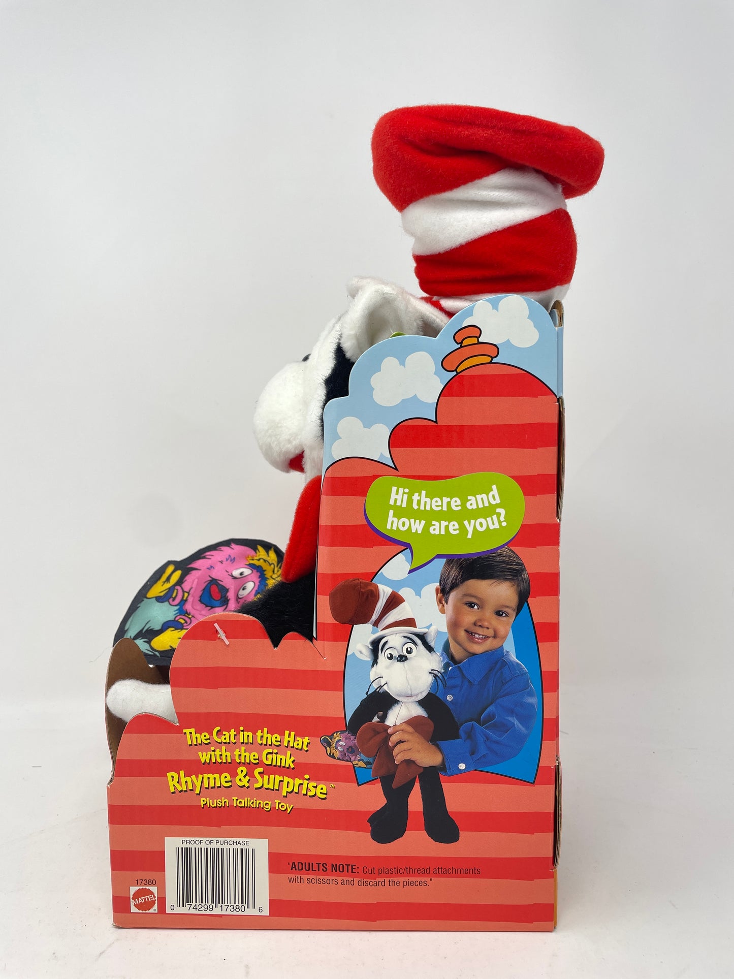 CAT IN THE HAT WITH THE GINK PLUSH - RHYME AND SURPRISE - THE WUBBULOUS WORLD OF DOCTOR SEUSS - #17380 - MATTEL 1997