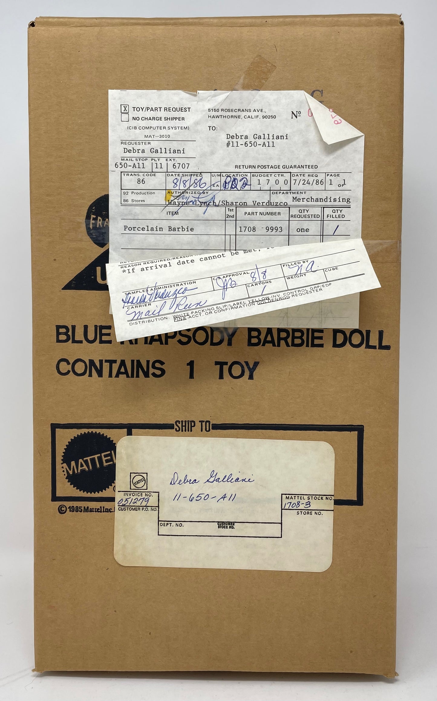 BLUE RHAPSODY PORCELAIN BARBIE - LIMITED EDITION - #1708 - MATTEL