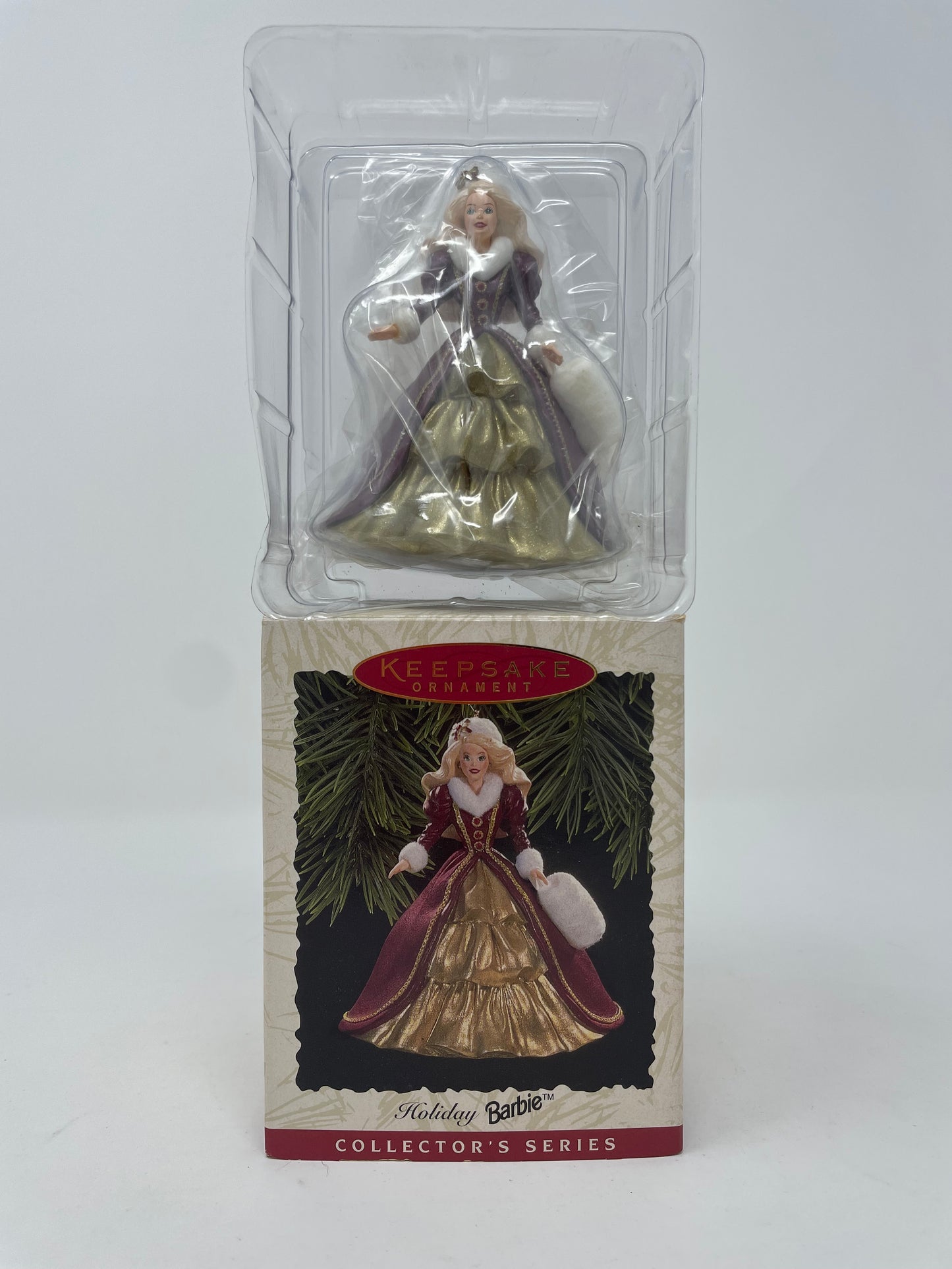 1992 HAPPY HOLIDAYS BARBIE - SPECIAL EDITION - #1429 - MATTEL - *PLUS BONUS 1996 HALLMARK HOLIDAY ORNAMENT
