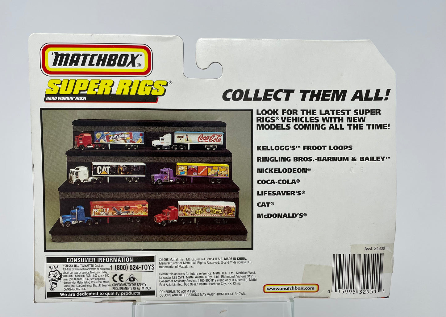HOT WHEELS - MATCHBOX SUPER RIGS - KELLOG’S FROOT LOOPS - MATTEL 1998