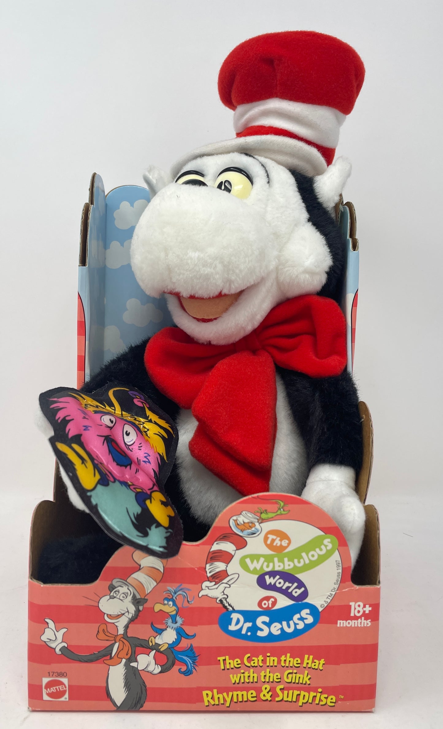 CAT IN THE HAT WITH THE GINK PLUSH - RHYME AND SURPRISE - THE WUBBULOUS WORLD OF DOCTOR SEUSS - #17380 - MATTEL 1997