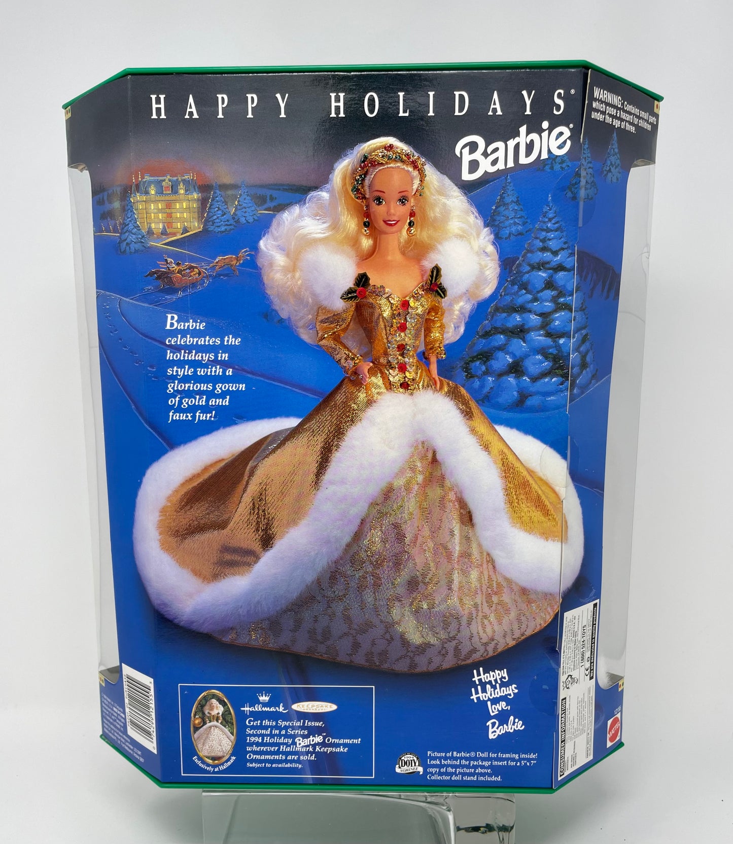 1994 HAPPY HOLIDAYS BARBIE - SPECIAL EDITION - #12155 - MATTEL - *PLUS BONUS 1994 HALLMARK HOLIDAY ORNAMENT