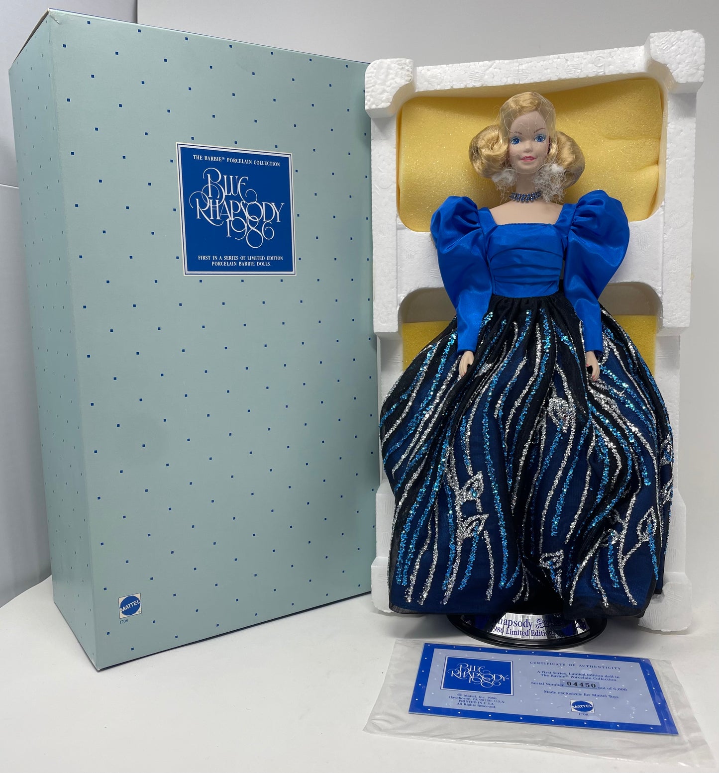BLUE RHAPSODY PORCELAIN BARBIE - LIMITED EDITION - #1708 - MATTEL