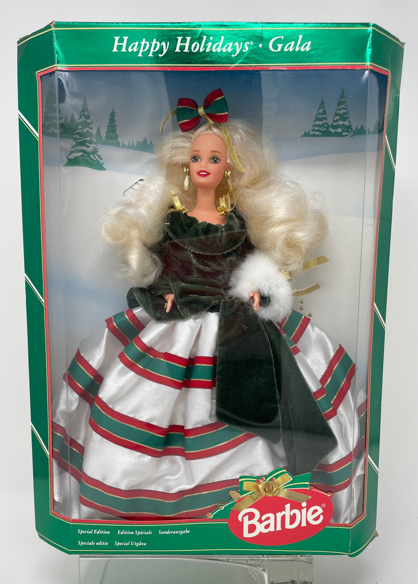 1994 HAPPY HOLIDAYS GALA BARBIE - SPECIAL EDITION - #13545 - MATTEL - *PLUS BONUS 1996 HALLMARK EASTER HOLIDAY ORNAMENT