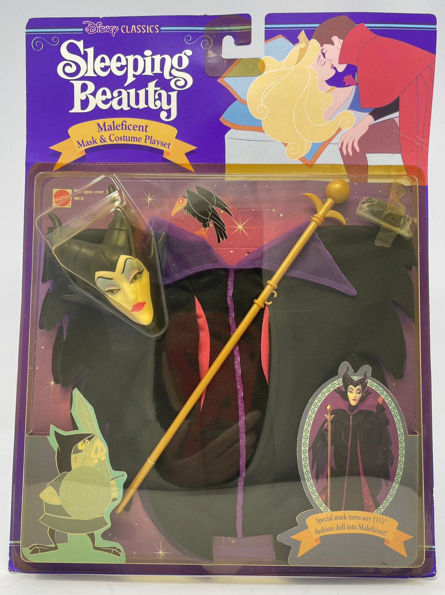 MALEFICENT MASK & COSTUME PLAYSET - SLEEPING BEAUTY - DISNEY CLASSICS - #4613 - MATTEL 1991