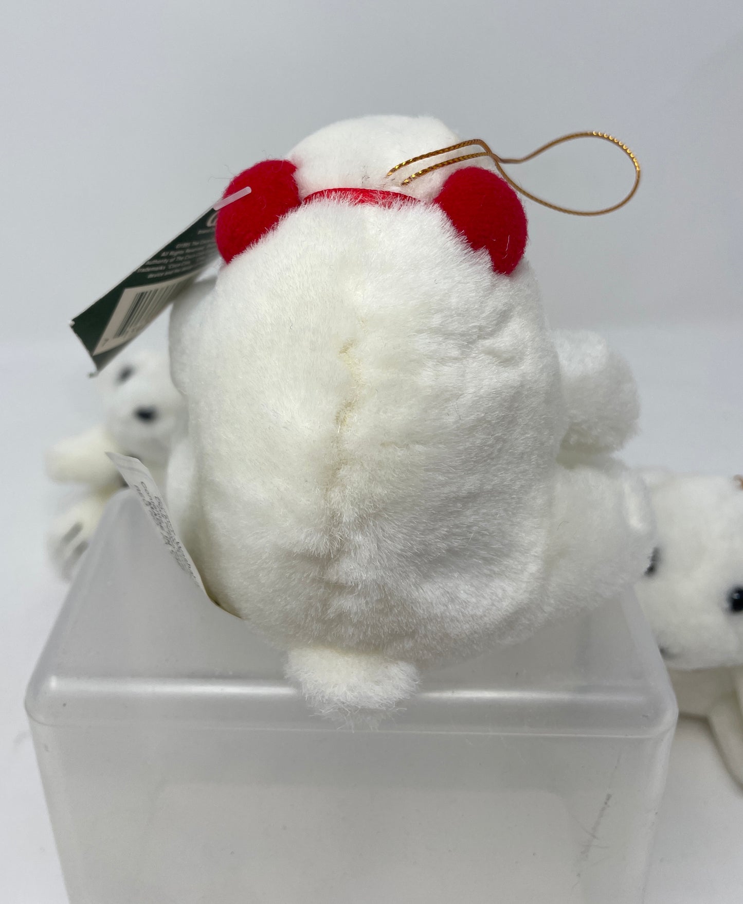 SET OF 4 COCA-COLA PLUSH BEARS CHRISTMAS ORNAMENTS - 1996