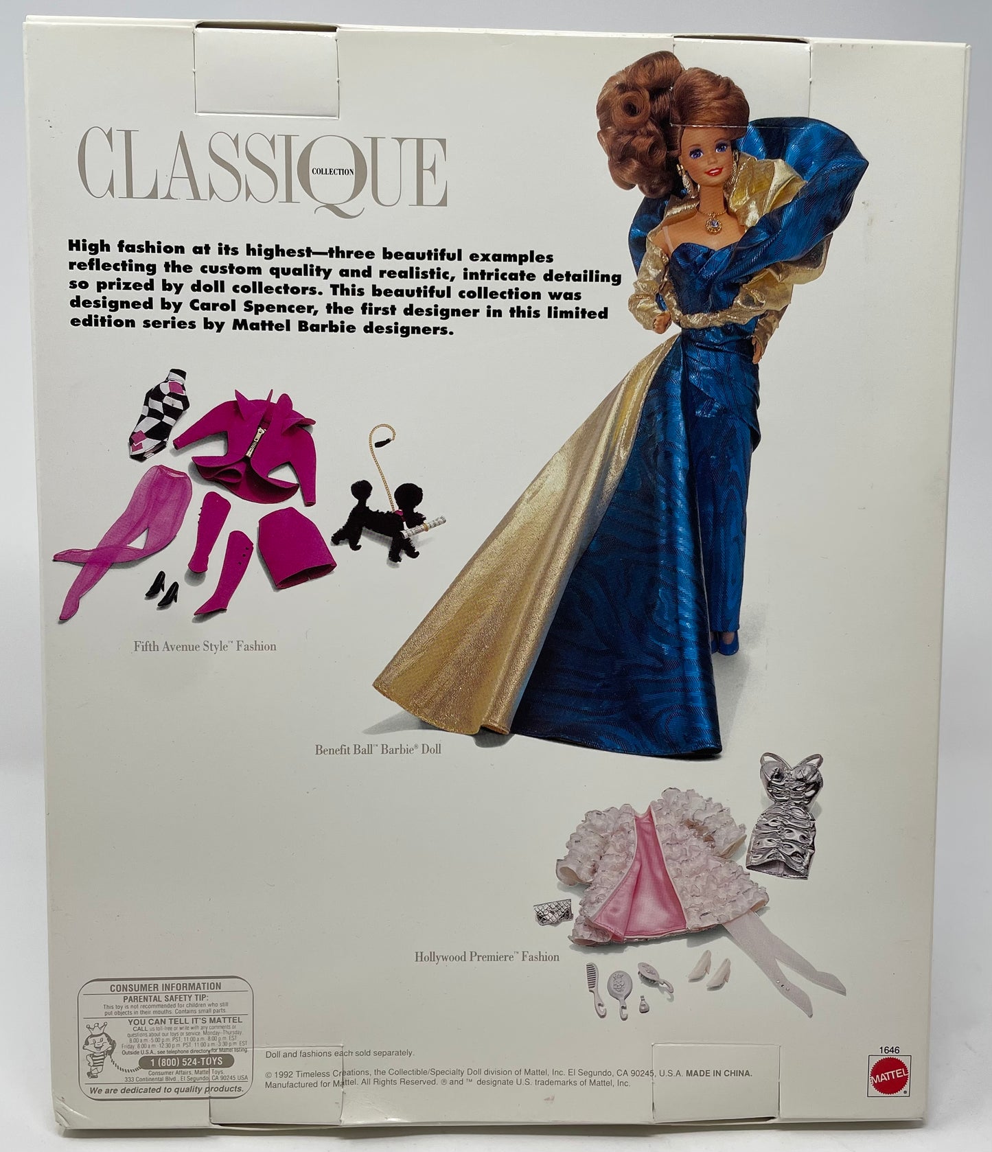 BARBIE FIFTH AVENUE STYLE FASHION (BOXED) - CLASSIQUE COLLECTION - #1646 - MATTEL 1992