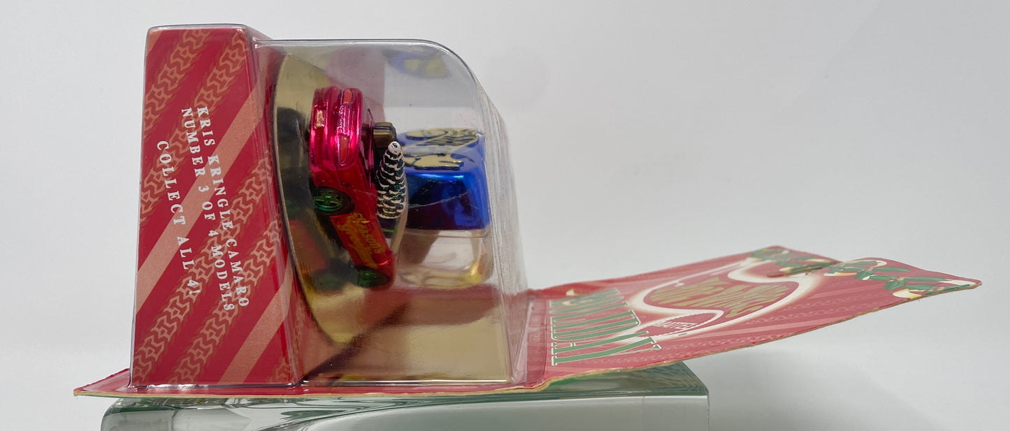 HOT WHEELS HOLIDAY RED CAMARO - BLUE LOGO CASE - PREMIERE 1995 SERIES - NUMBERED SPECIAL COLLECTOR EDITION - MATTEL