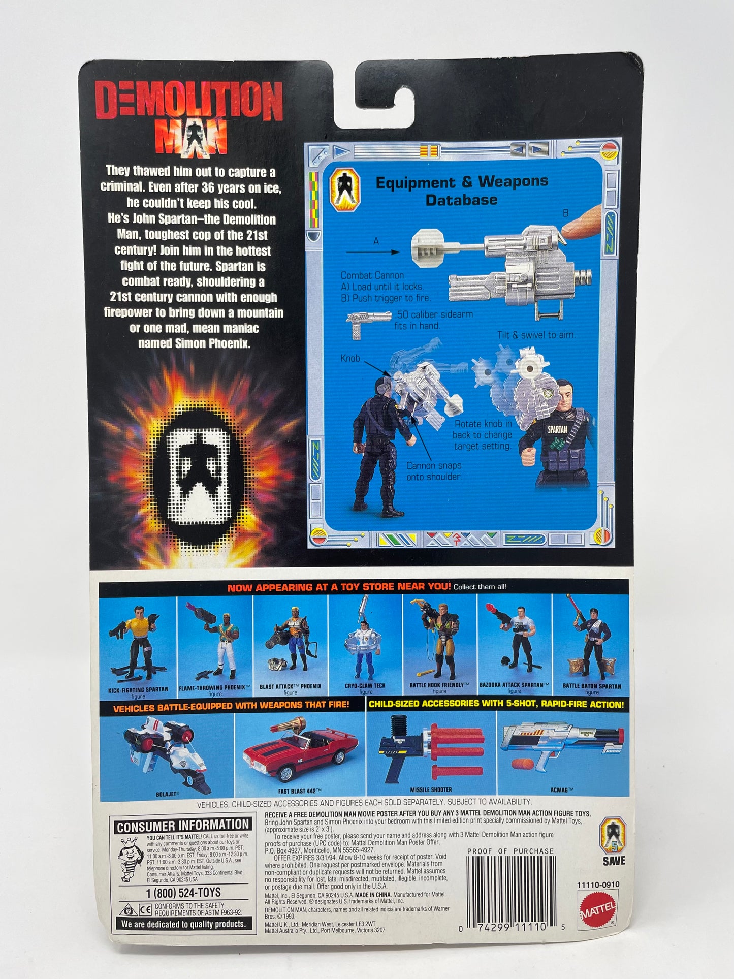 COMBAT CANNON SPARTAN - DEMOLITION MAN - LIMITED EDITION - #11110 - MATTEL 1994