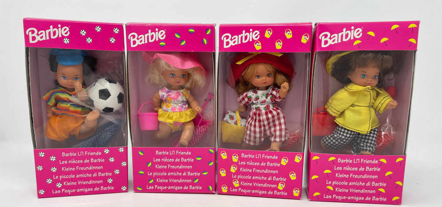 BARBIE L'LL FRIENDS - ALL 4 DOLLS - RARE EUROPEAN ONLY - #11853, #11854, #11855, #11856 - MATTEL 1993