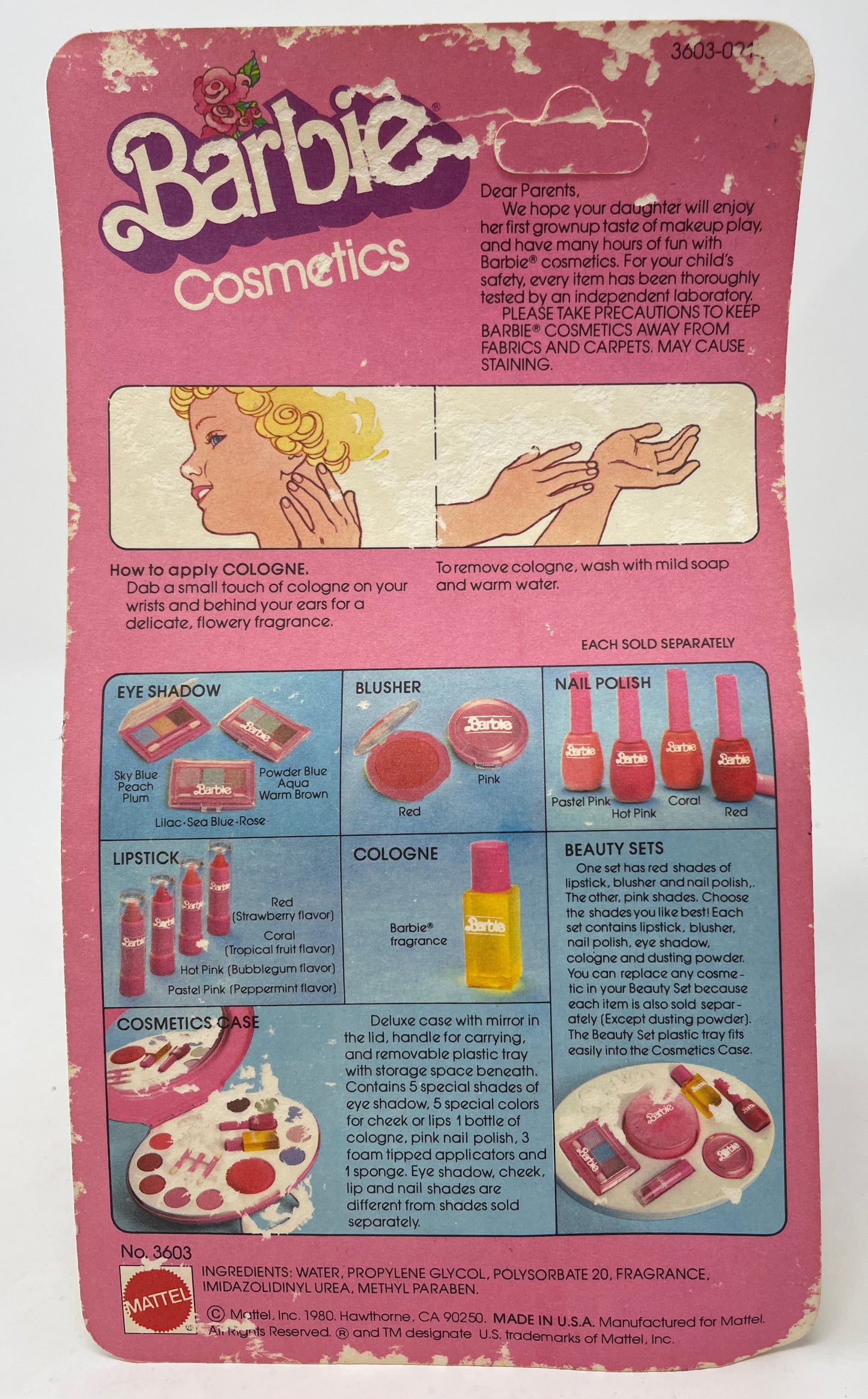 BARBIE COSMETICS - COLOGNE #3603 - MATTEL 1980