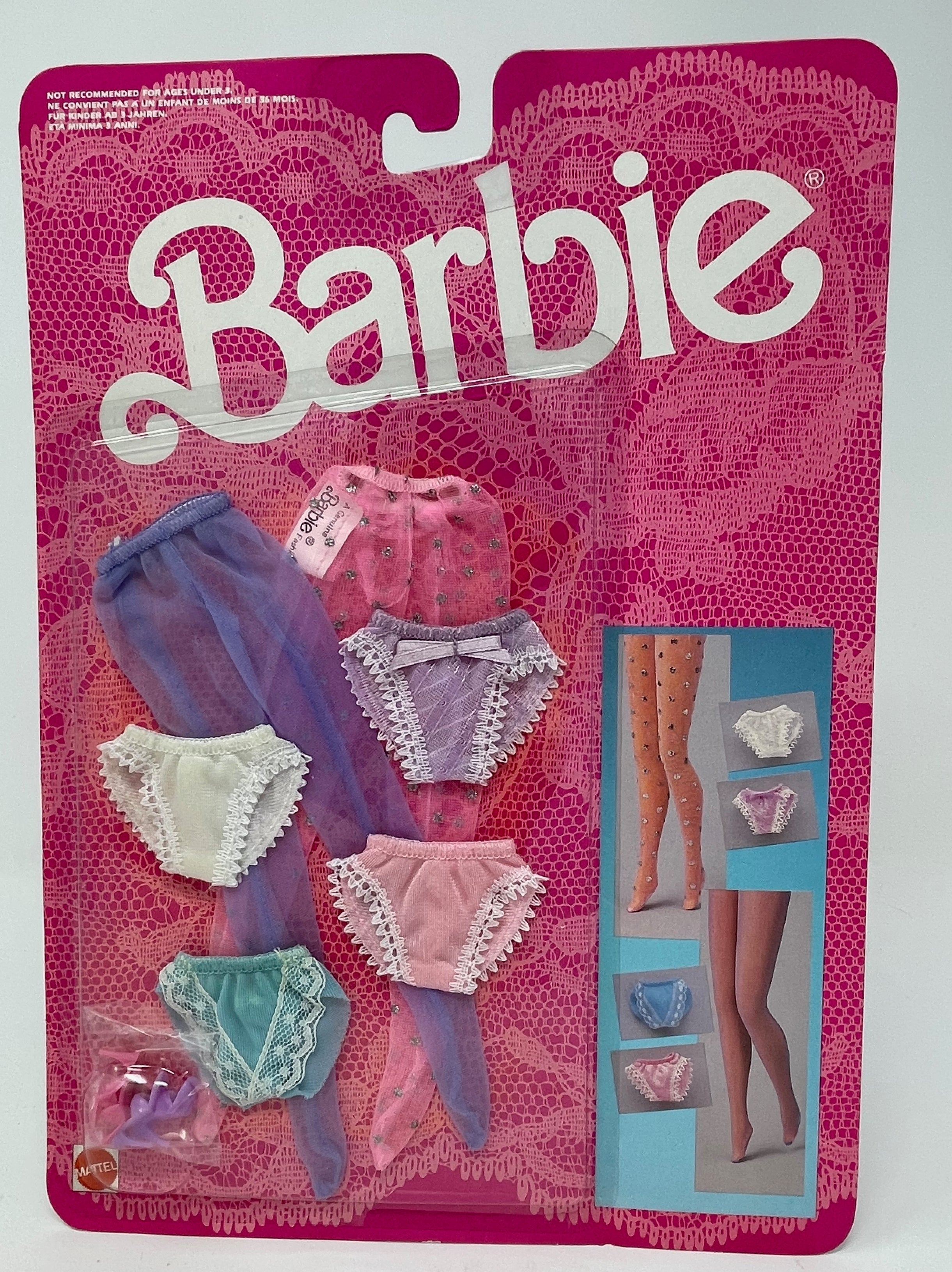 1990s Barbie Underwear Slip Panties 5 p Pink Yellow White Purple Undies  Lingerie