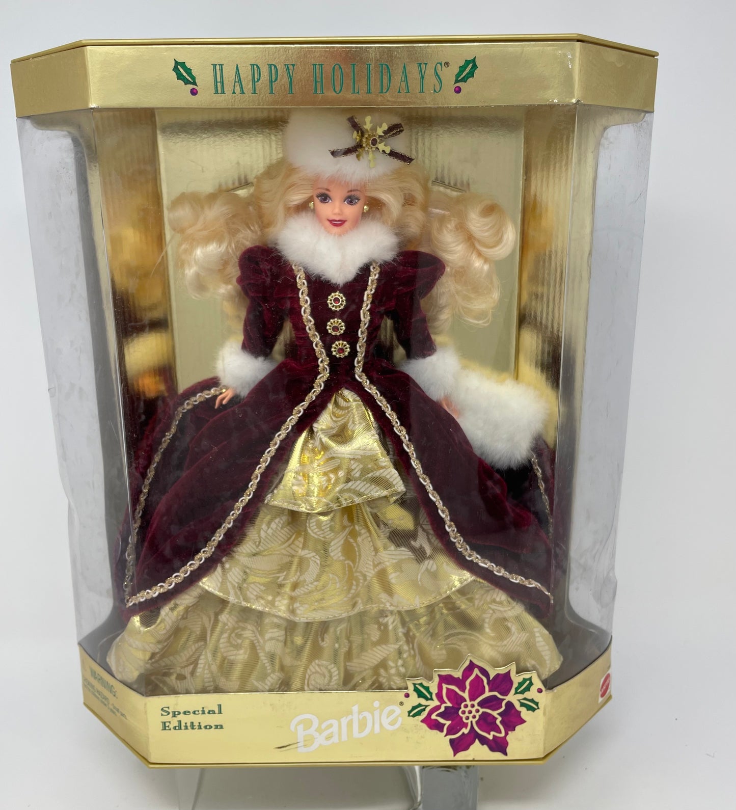 1996 HAPPY HOLIDAYS BARBIE - SPECIAL EDITION - #15646 - MATTEL - (1 OF 3) *PLUS BONUS 1996 HALLMARK HOLIDAY ORNAMENT