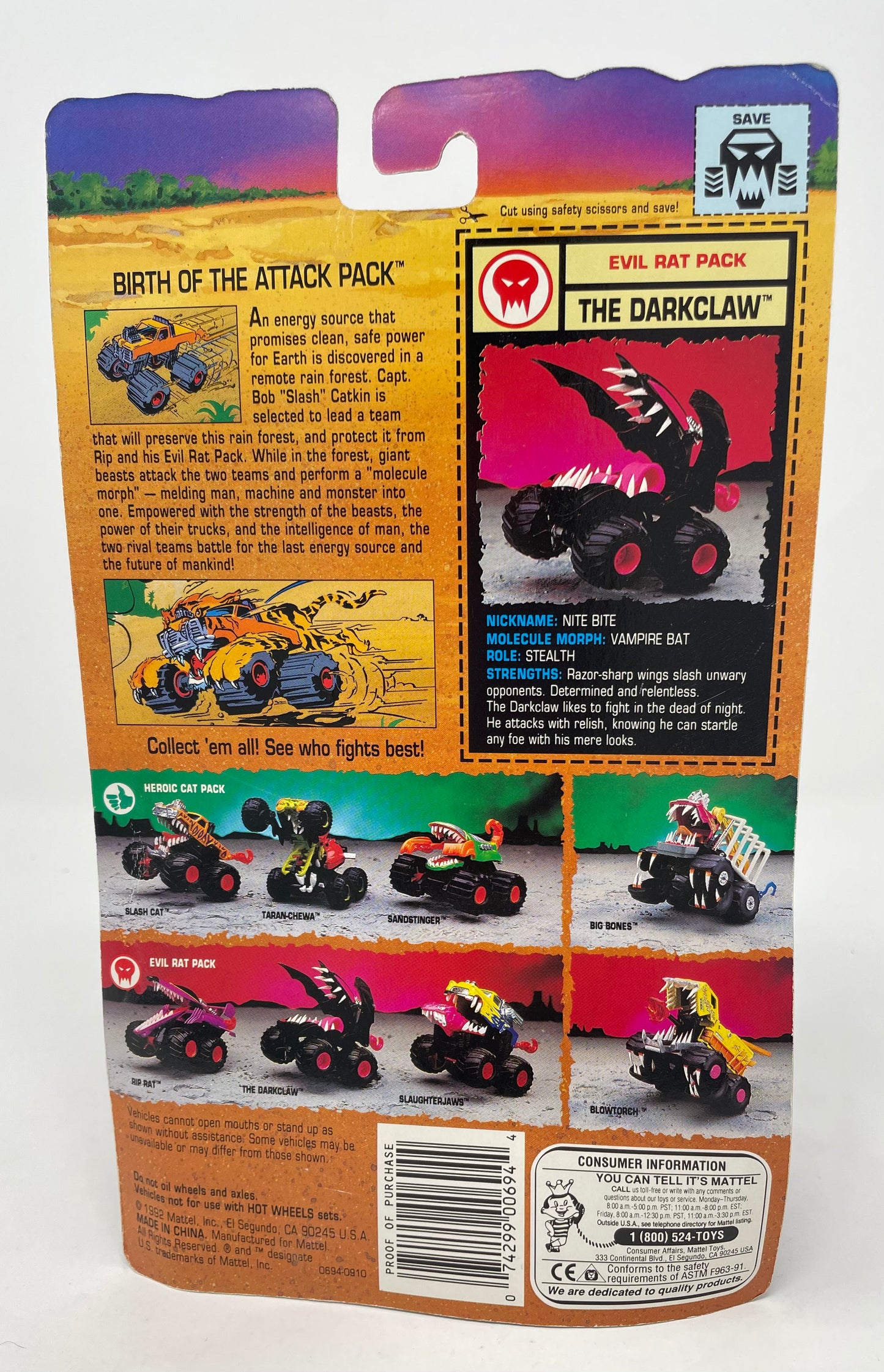 HOT WHEELS - ATTACK PACK - DARK CLAW - #0694 - MATTEL 1992