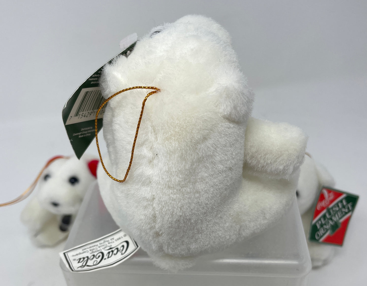 SET OF 4 COCA-COLA PLUSH BEARS CHRISTMAS ORNAMENTS - 1996