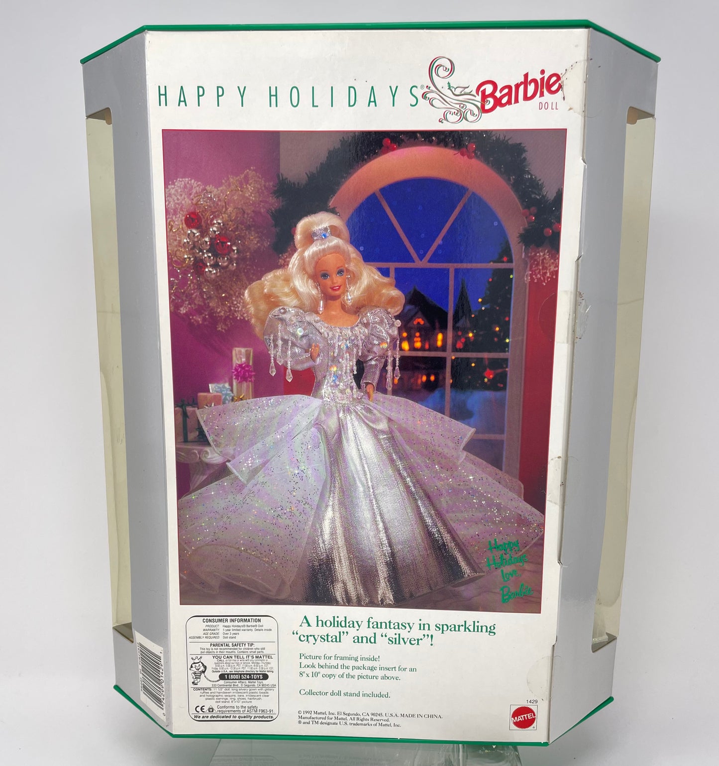 1992 HAPPY HOLIDAYS BARBIE - SPECIAL EDITION - #1429 - MATTEL - *PLUS BONUS 1996 HALLMARK HOLIDAY ORNAMENT