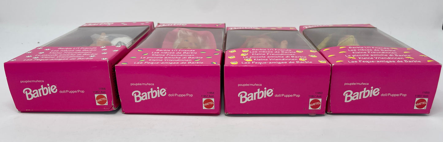 BARBIE L'LL FRIENDS - ALL 4 DOLLS - RARE EUROPEAN ONLY - #11853, #11854, #11855, #11856 - MATTEL 1993