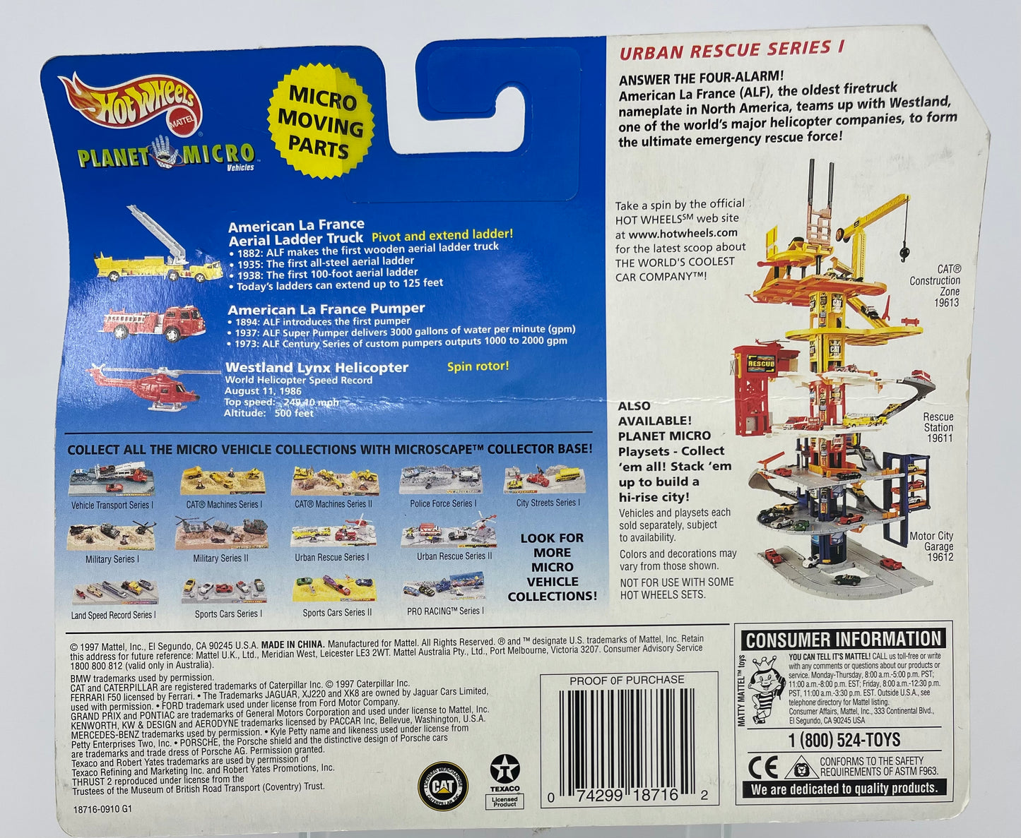 HOT WHEELS - PLANET MICRO - URBAN RESCUE SERIES 1 - #18716 - MATTEL 1997