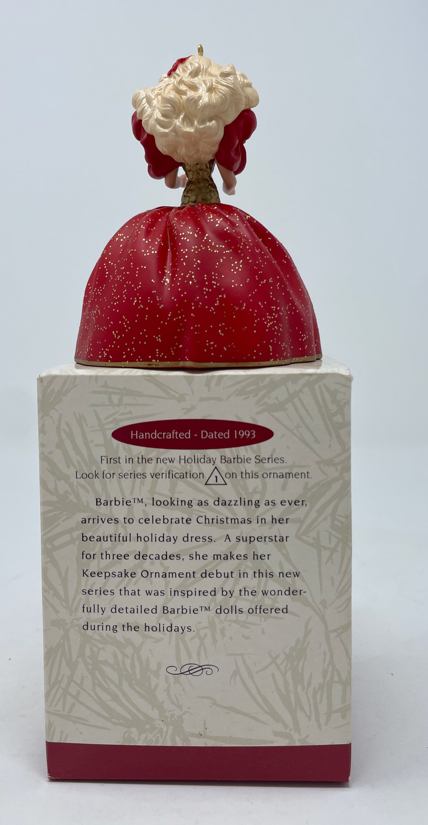1991 HAPPY HOLIDAYS BARBIE - #1871 - MATTEL - *PLUS BONUS 1993 HALLMARK HOLIDAY ORNAMENT