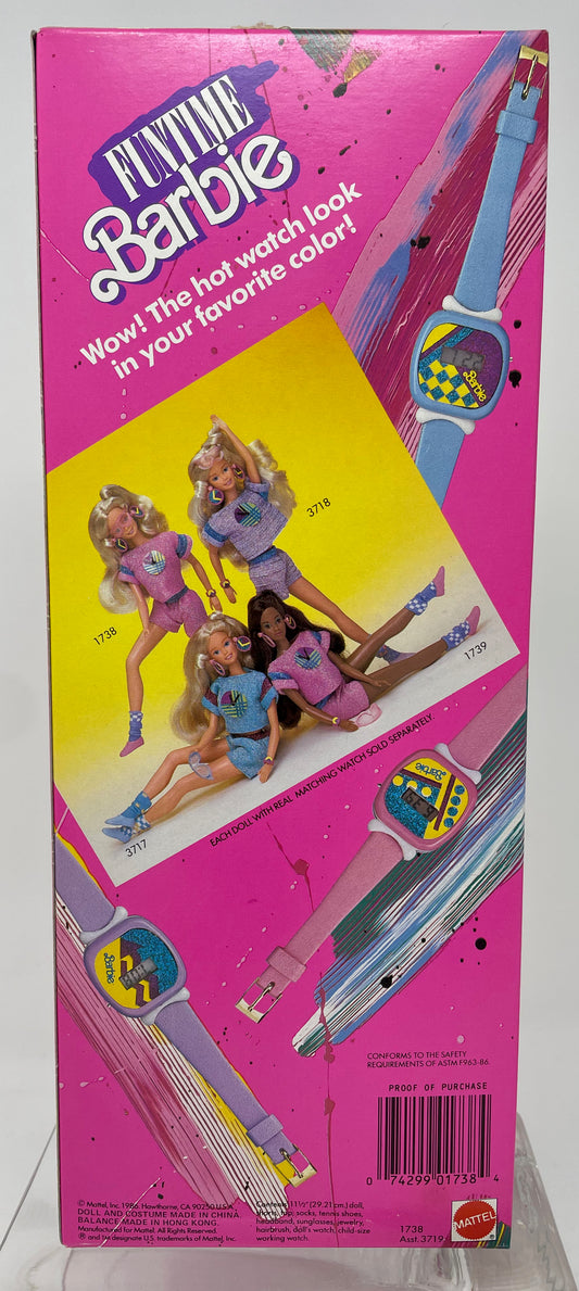 FUNTIME BARBIE - BARBIE DOLL - PINK OUTFIT AND WATCH - #1738 - MATTEL 1986