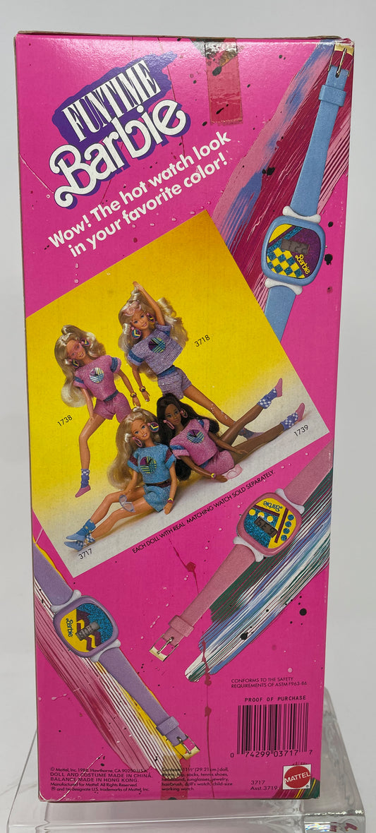 FUNTIME BARBIE - BARBIE DOLL - BLUE OUTFIT AND WATCH - #3717 - MATTEL 1986