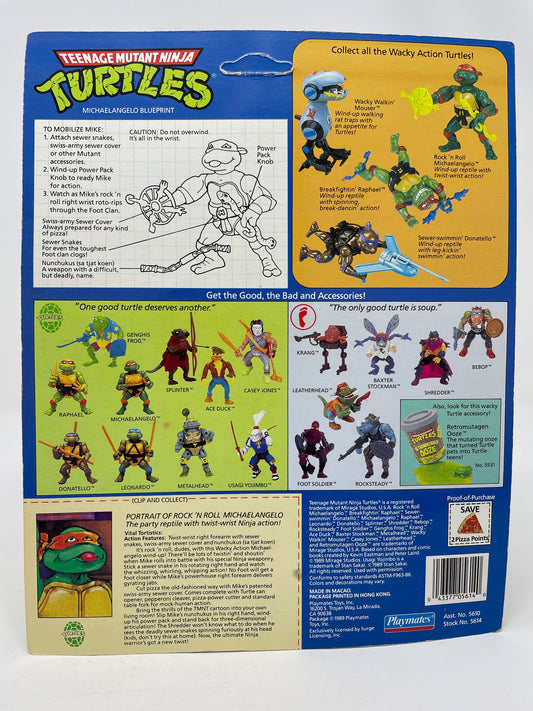TEENAGE MUTANT NINJA TURTLES - WACKY ACTION -ROCK N ROLL MICHAELANGELO - 1989 PLAYMATES TOYS
