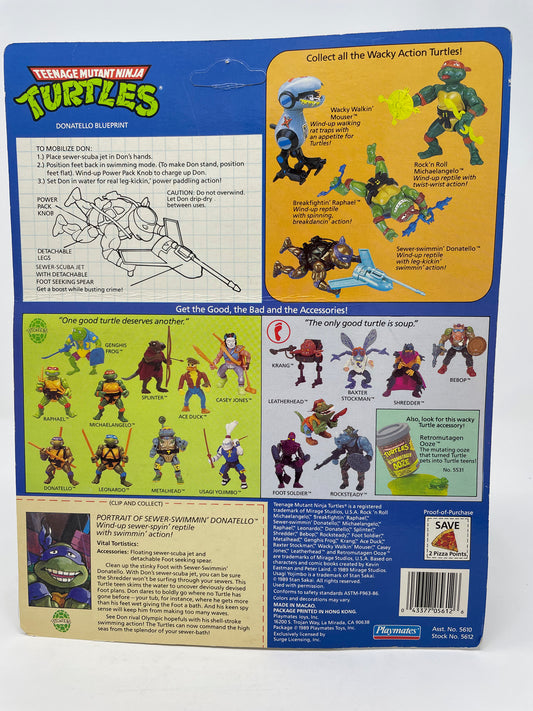 TEENAGE MUTANT NINJA TURTLES - WACKY ACTION -SEWER SWIMMIN' DONATELLO - 1989 PLAYMATES TOYS