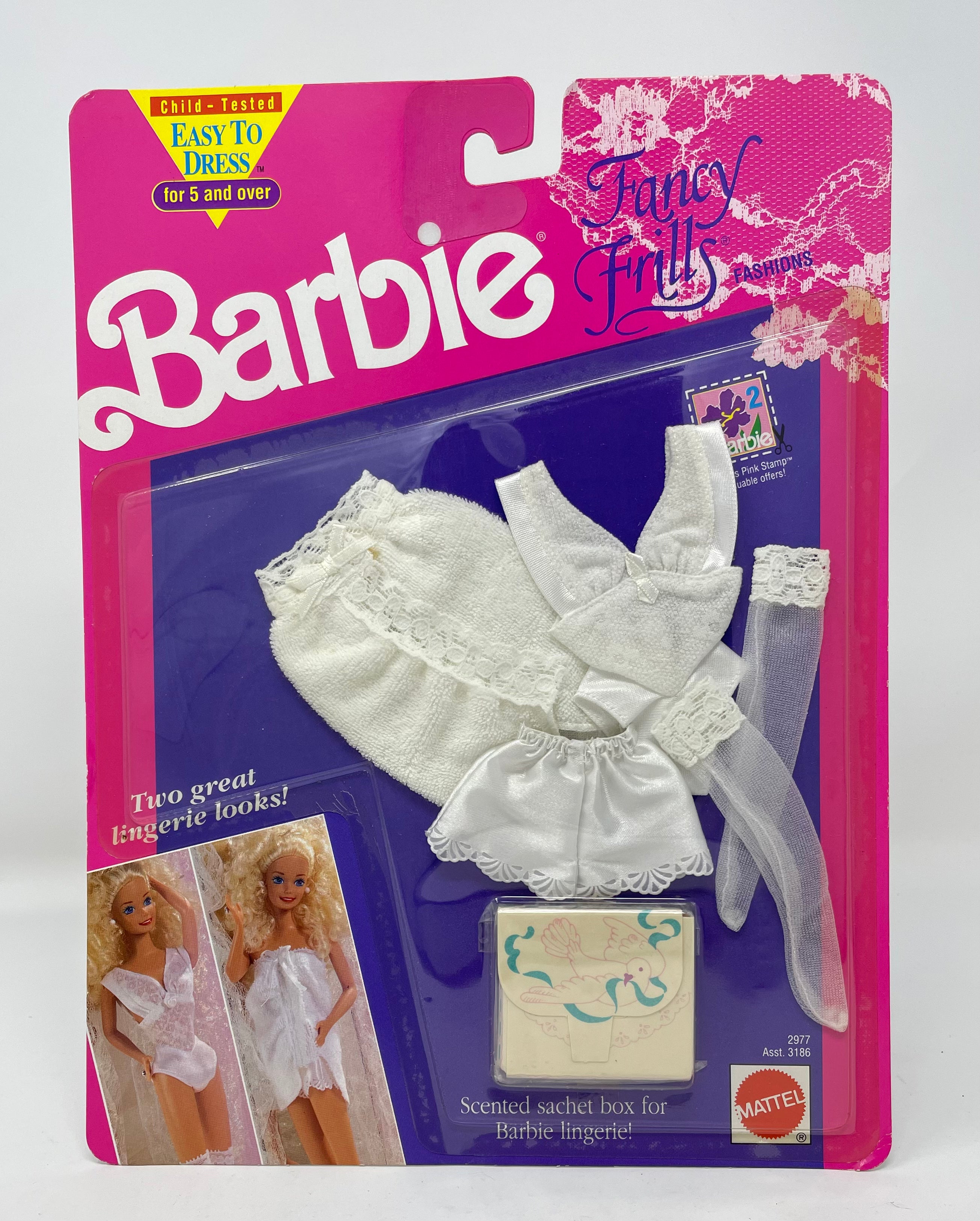 BARBIE - FANCY FRILLS FASHIONS - WHITE - TWO LINGERIE LOOKS - #2977 