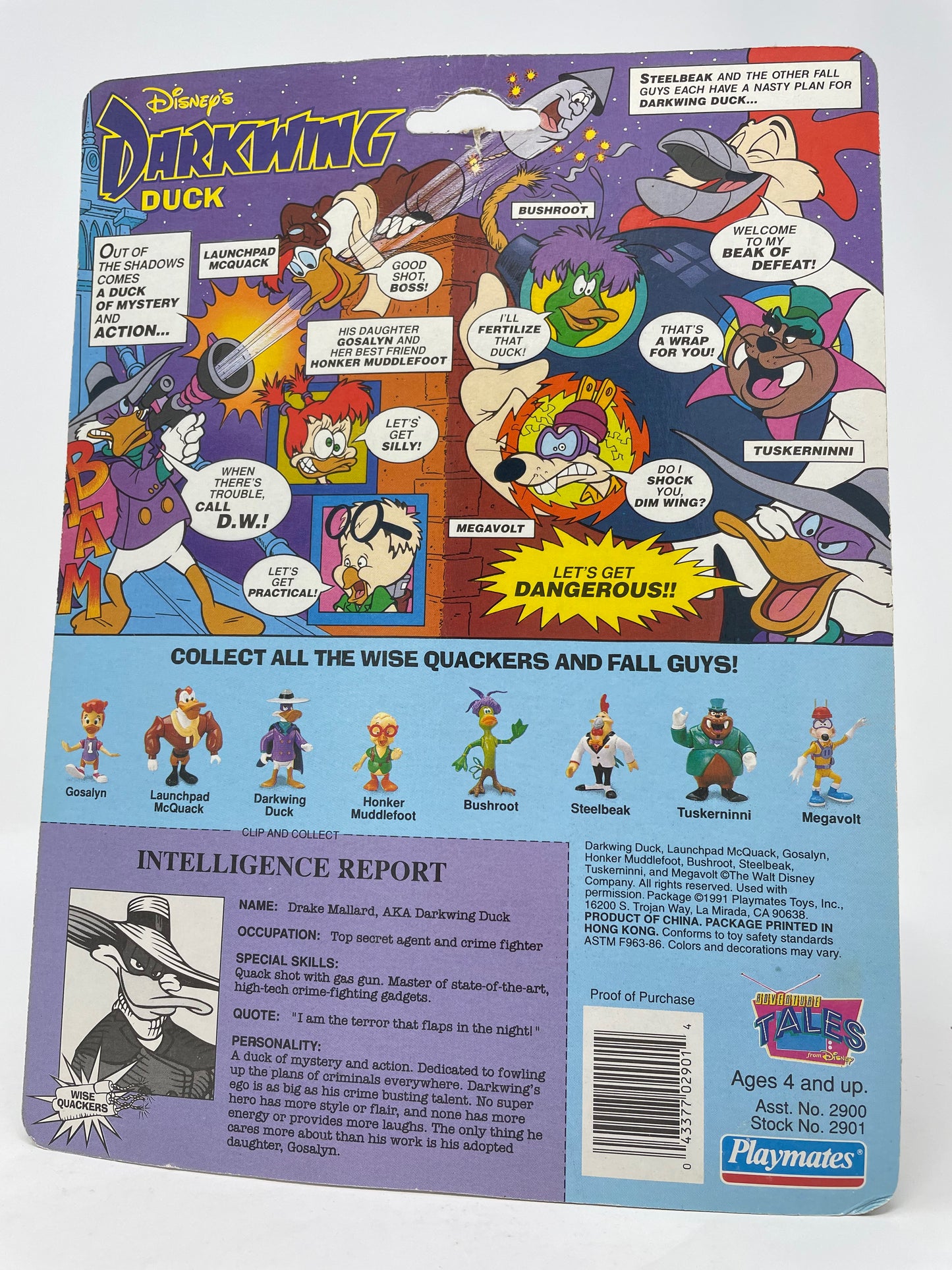DARKWING DUCK FIGURE - DISNEY'S DARKWING DUCK - 1991 PLAYMATES