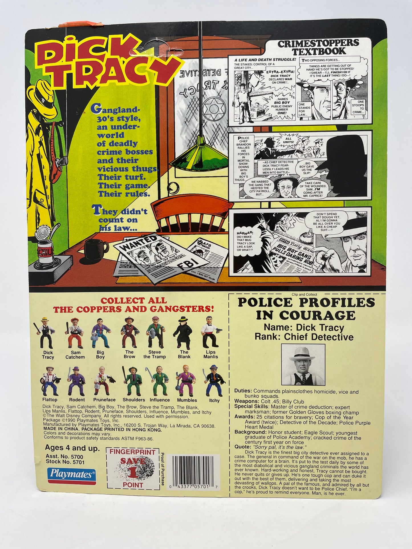 DICK TRACY FIGURE - DICK TRACY - UNPUNCHED - 1990 PLAYMATES