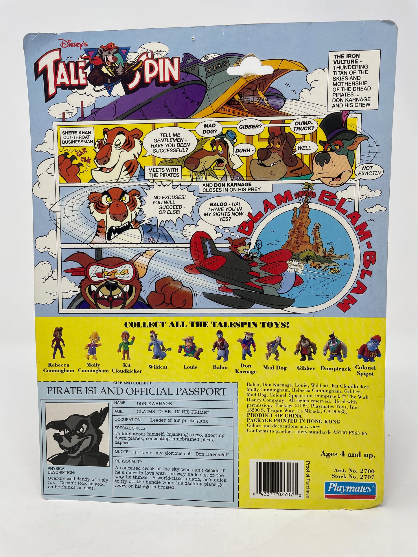 DON KARNAGE - DISNEY'S TAIL SPIN - 1991 PLAYMATES