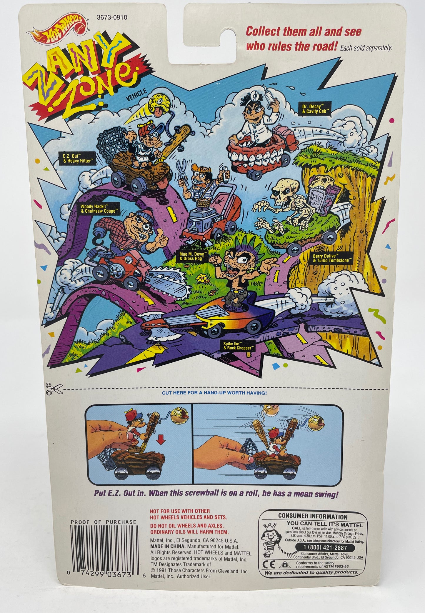 EZ OUT & HIS HEAVY HITTER - ZANY ZONE HOT WHEELS - 1991 MATTEL