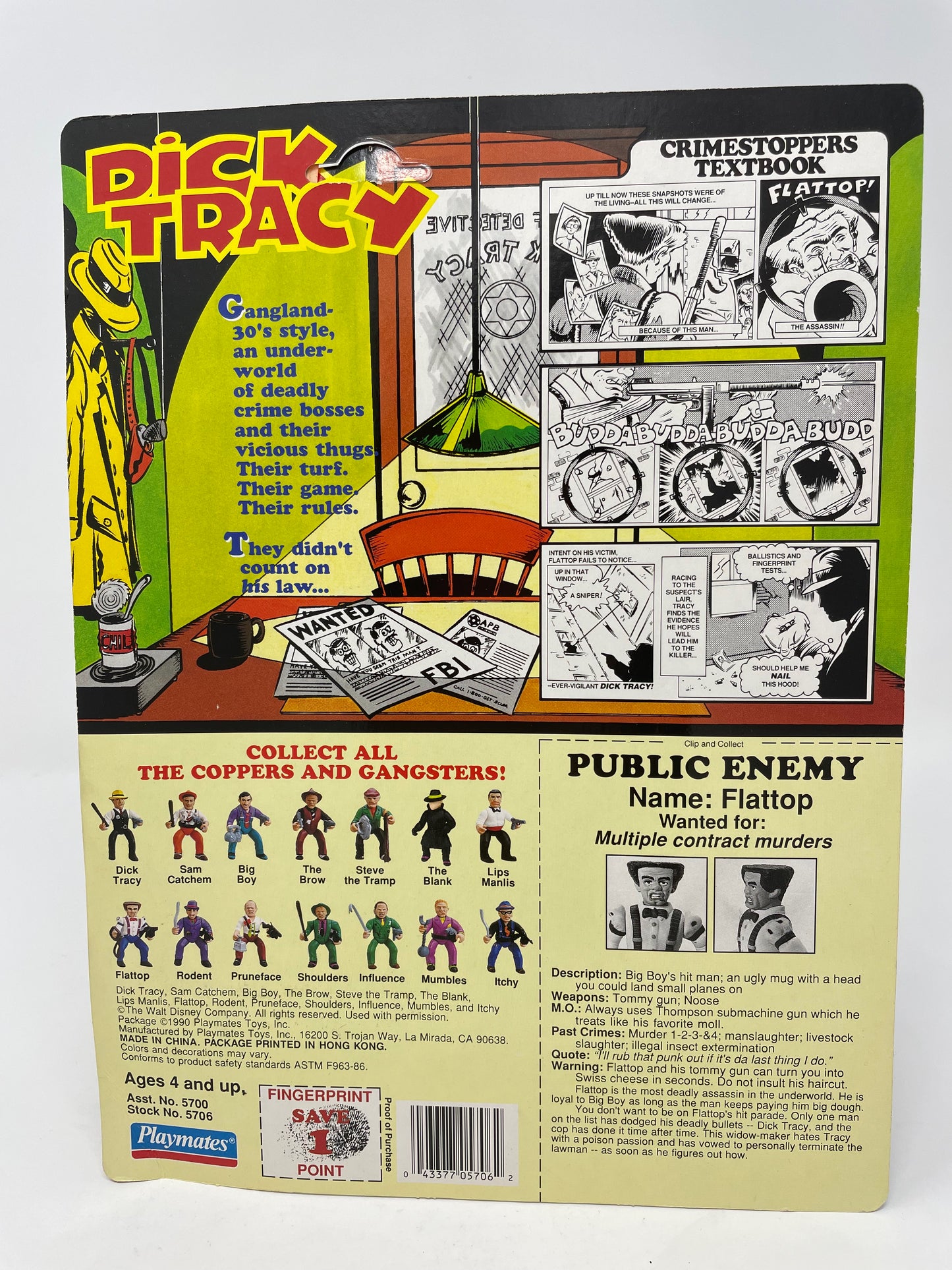 FLATTOP FIGURE - DICK TRACY - 1990 PLAYMATES - UNPUNCHED