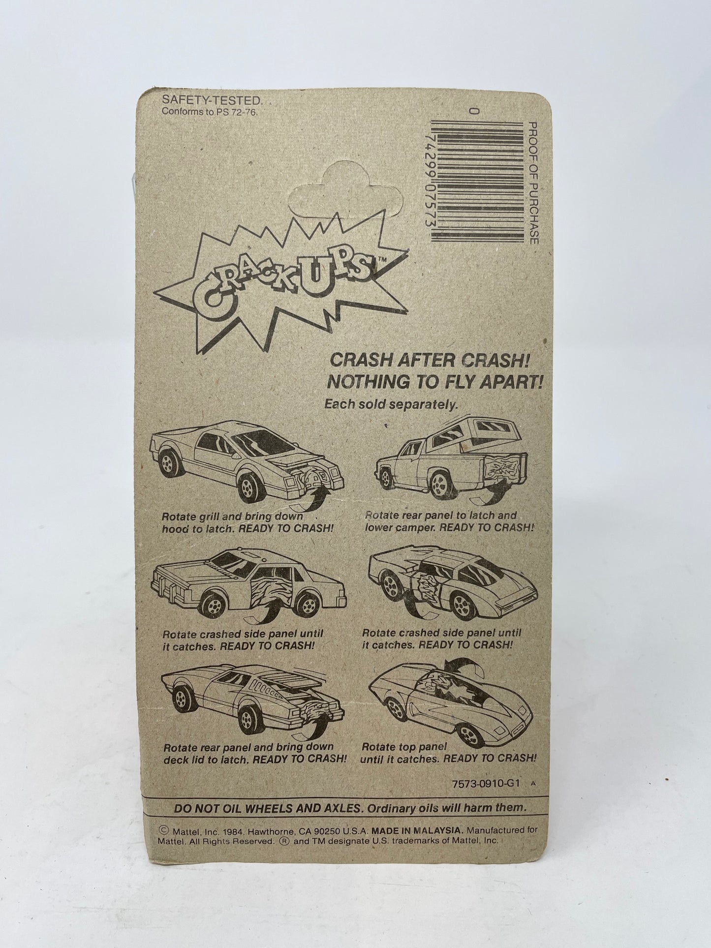 HOT WHEELS - CRACK UPS - YELLOW BASHER # 7573 - UNPUNCHED - 1984 MATTEL