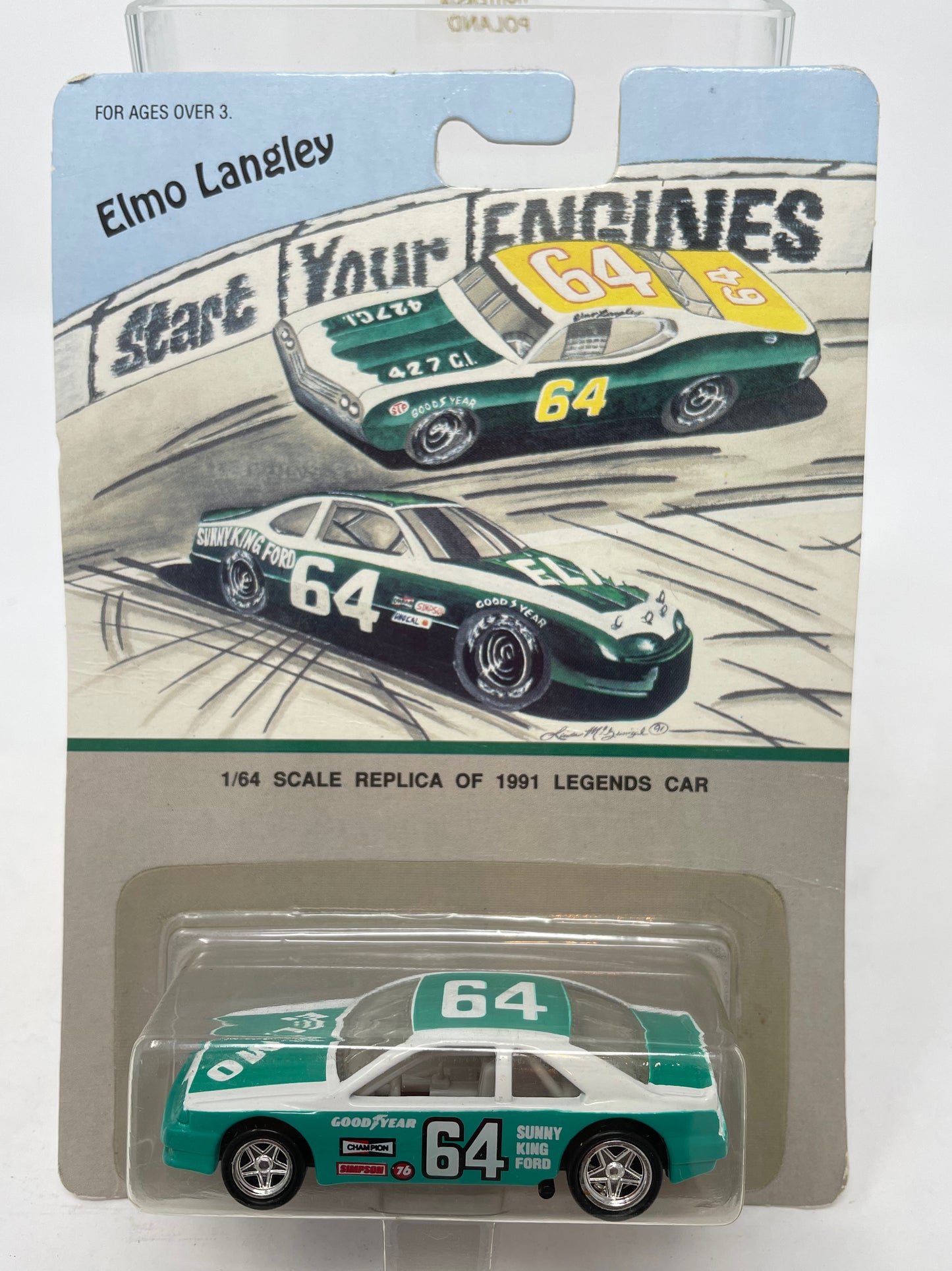 HOT WHEELS - ELMO LANGLEY 1991 LEGENDS CAR - START YOUR ENGINES COLLECTION - 1992 MATTEL