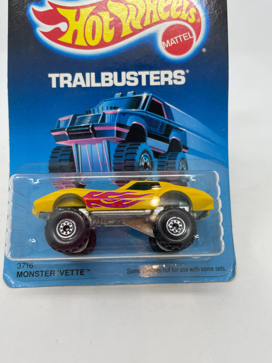 HOT WHEELS - TRAILBUSTERS - MONSTER VETTE - UNPUNCHED - 1986 MATTEL