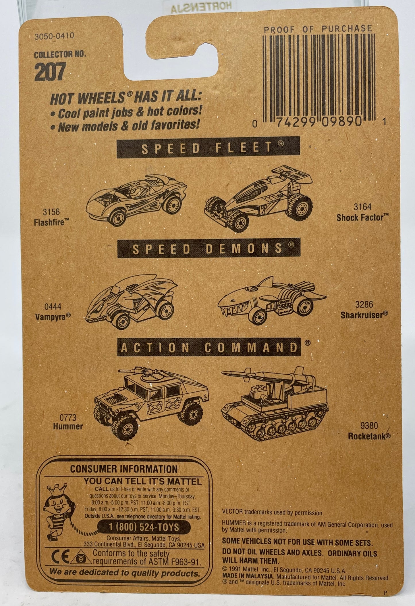 HOT WHEELS - VECTOR "AVTECH" WX-3 - COLLECTOR NO. 207 - 1991 MATTEL