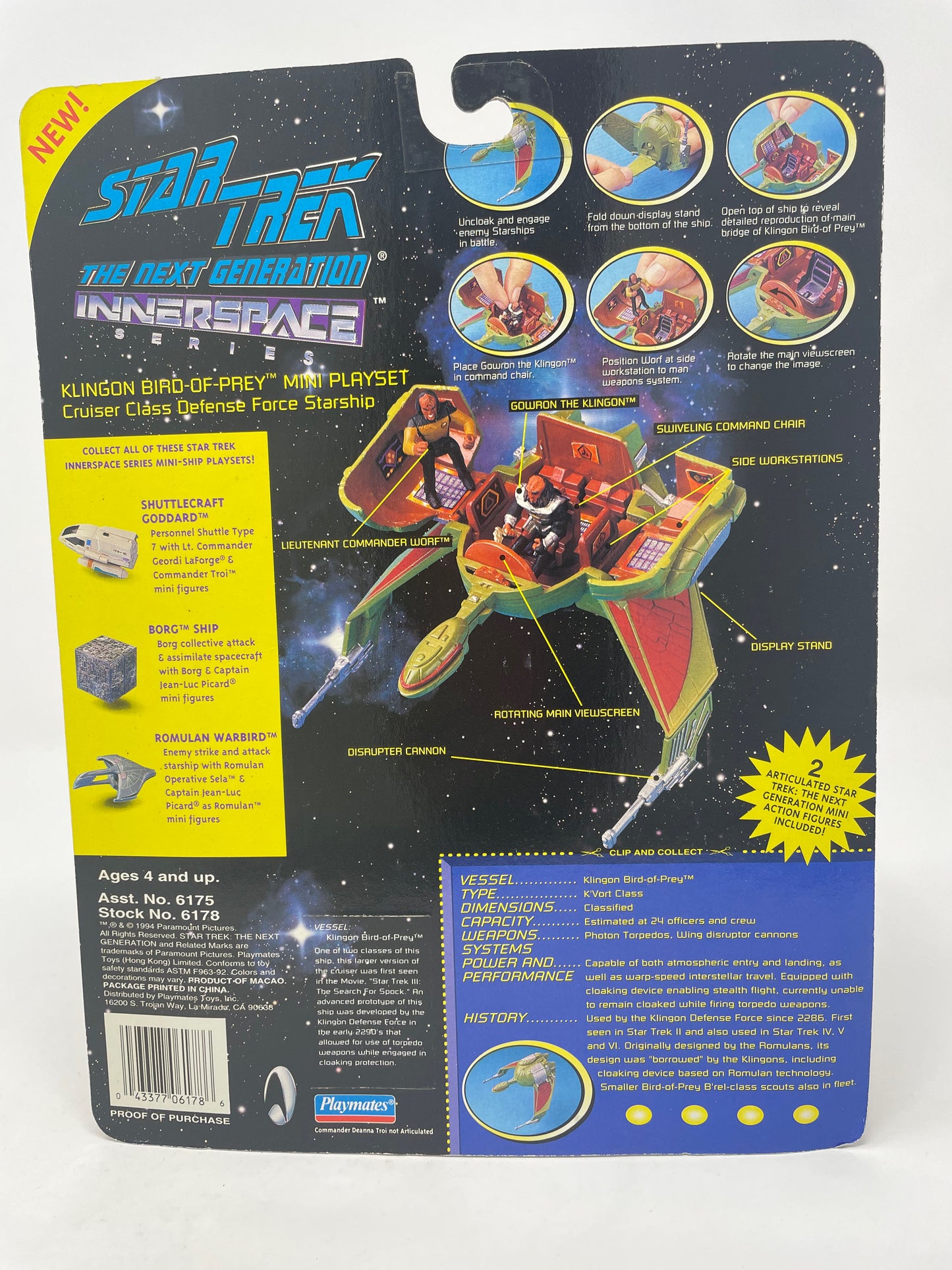 KLINGON BIRD-OF-PREY MINI PLAYSET - STAR TREK THE NEXT GENERATION INNERSPACE SERIES - 1994 PLAYMATES