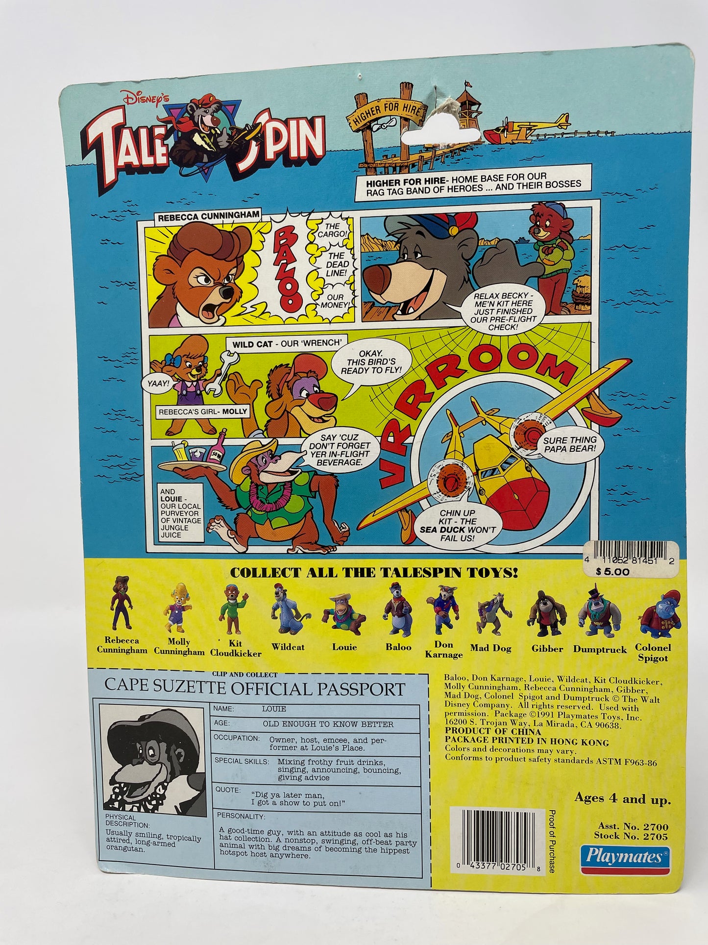 LOUIE - DISNEY'S TAIL SPIN - 1991 PLAYMATES