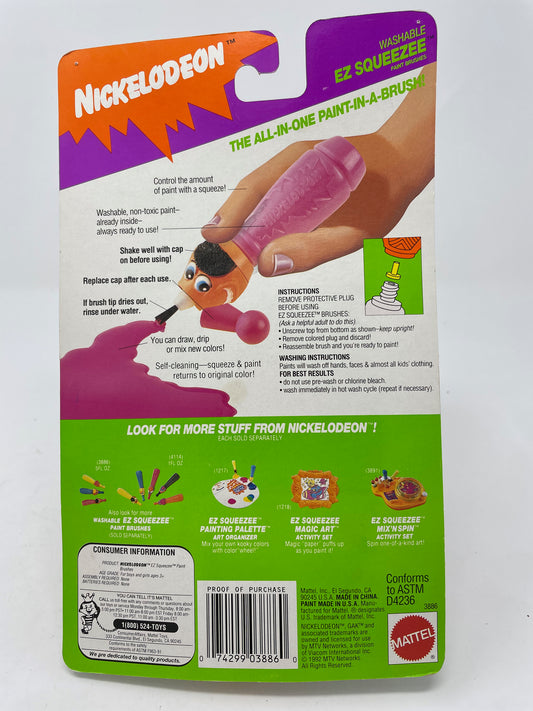 VINTAGE - NICKELODEON EZ SQUEEZE PAINT BRUSHES - 3 BRUSH SET - 1992 MATTEL