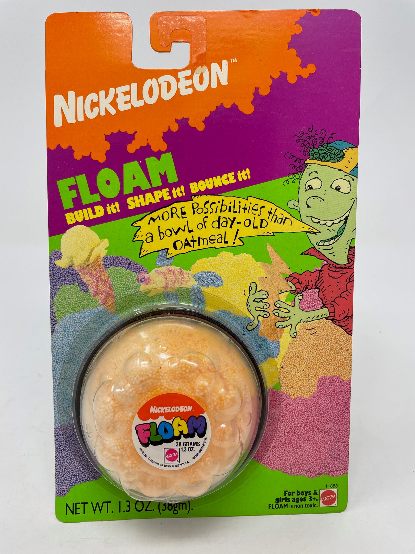 VINTAGE - NICKELODEON FLOAM COMPOUND - ORANGE - FACTORY SEALED - 1994 MATTEL
