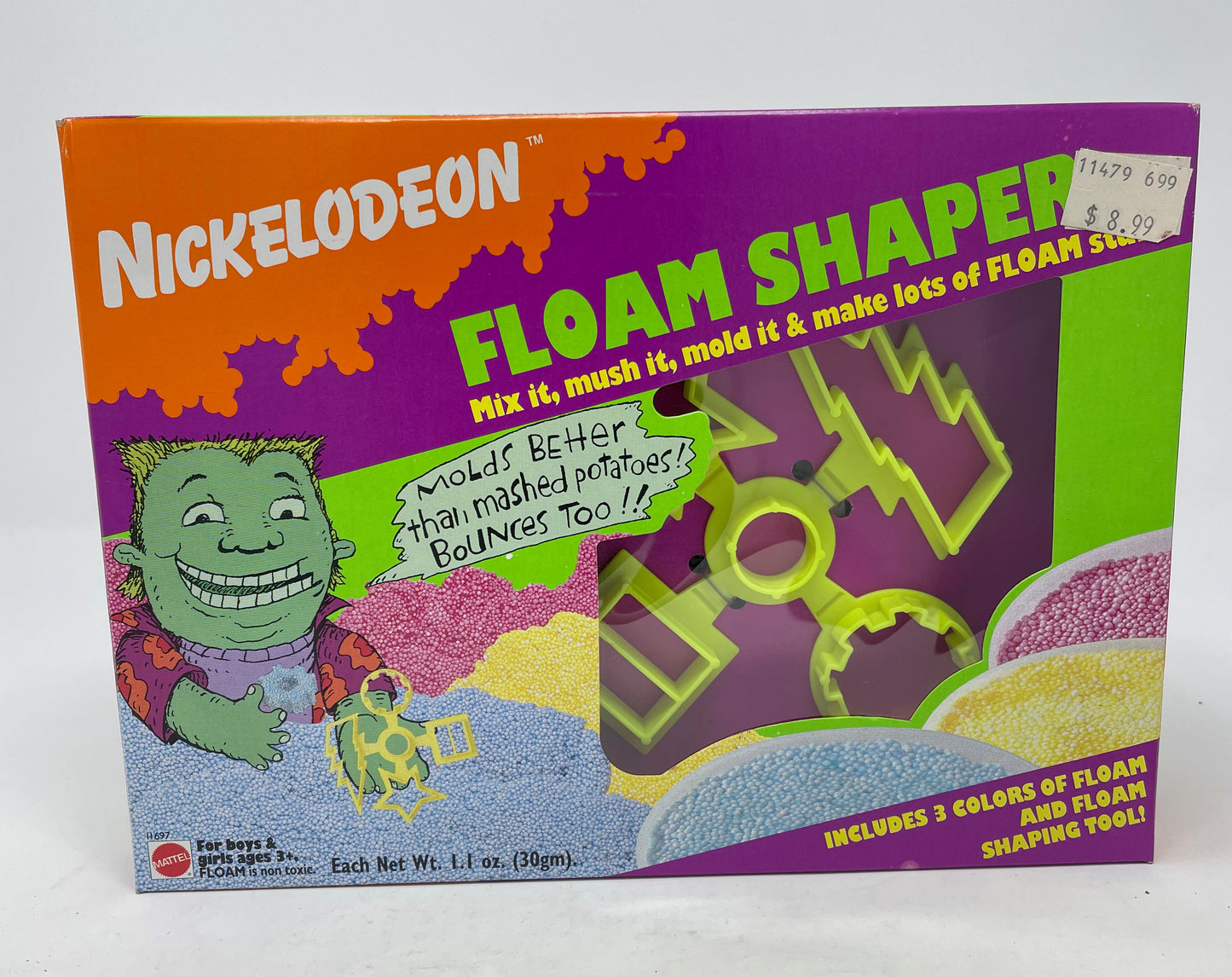 VINTAGE - NICKELODEON FLOAM SHAPER - FACTORY SEALED - 3 COLORS OF FLOAM - 1994 MATTEL