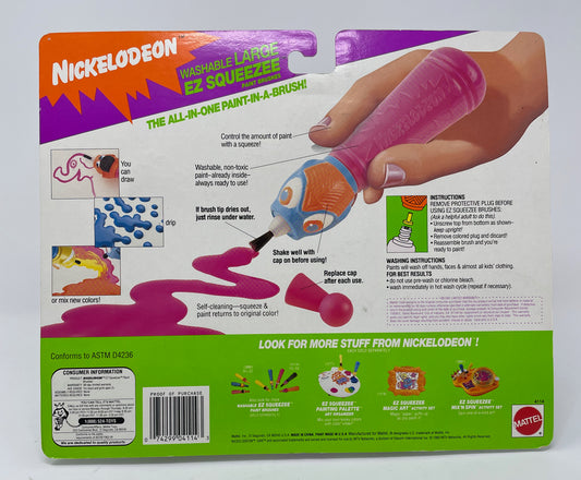 VINTAGE - NICKEOLODEON LARGE EZ SQUEEZE PAINT BRUSHES - FACTORY SEALED- 1992 MATTEL
